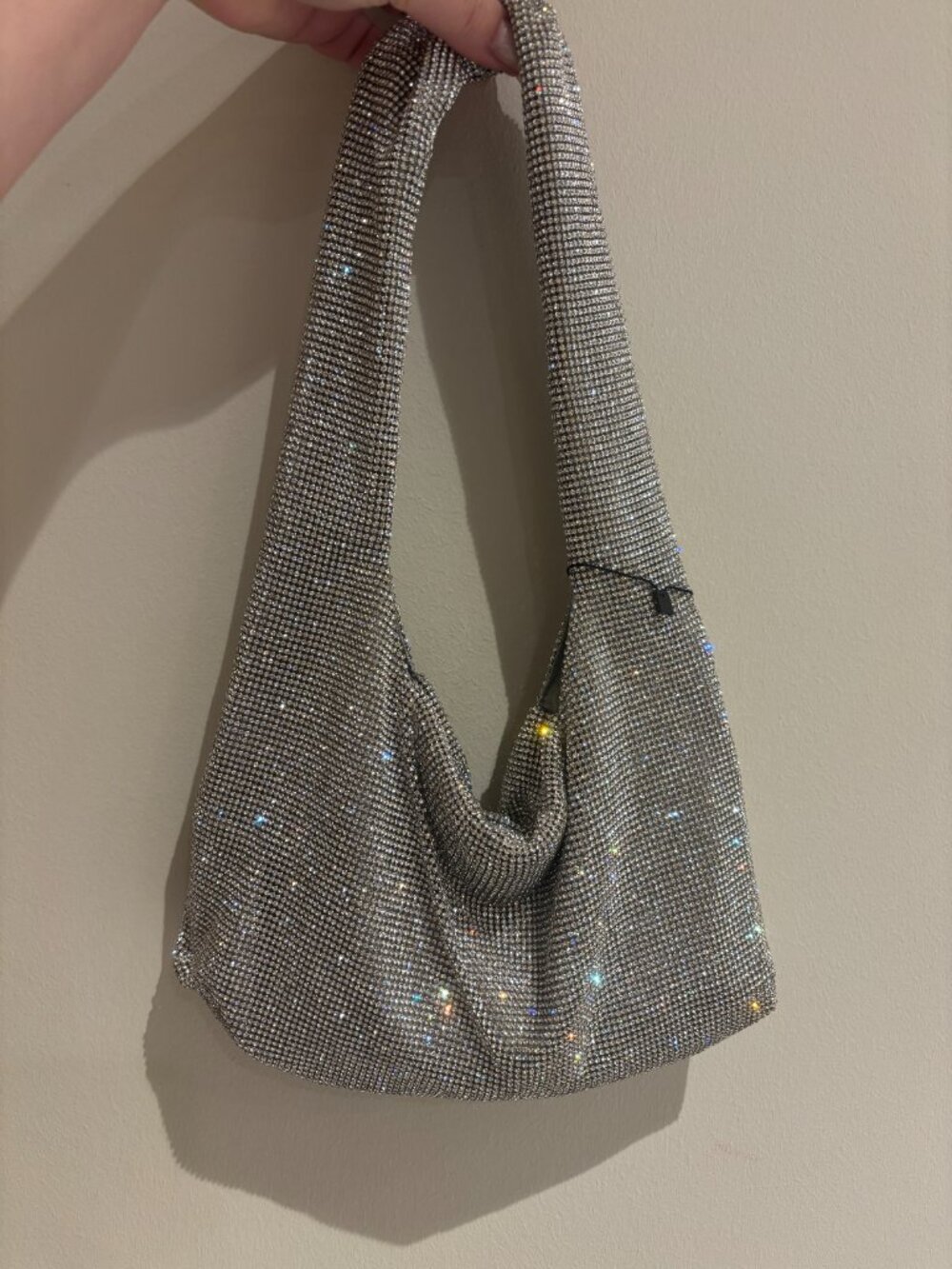 Kara Silver Crystal Mesh Shoulder Bag - Picture 3 of 4
